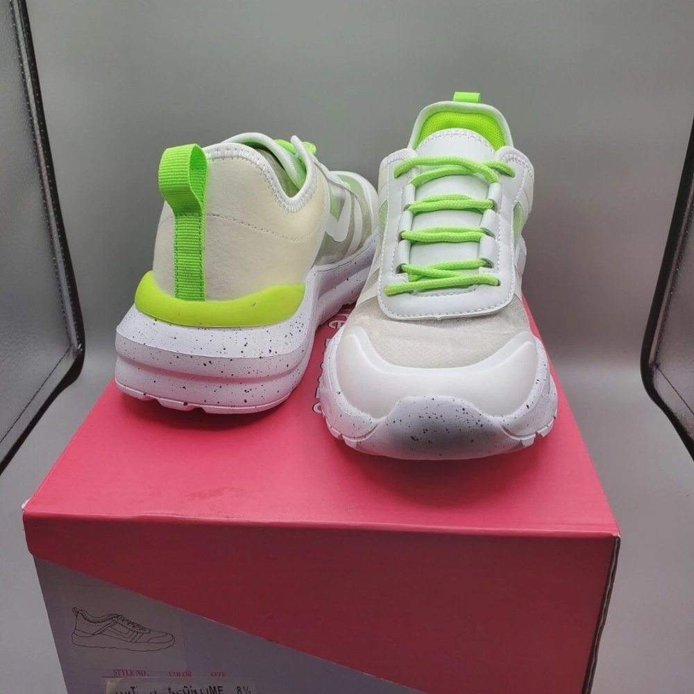 Nature Breeze White and Neon Green Sneakers